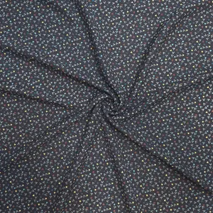 پارچه لباس عرض 1.5 متر مدل شانتون نخ اندونزی طرح قلب ریز رنگ مشکی
