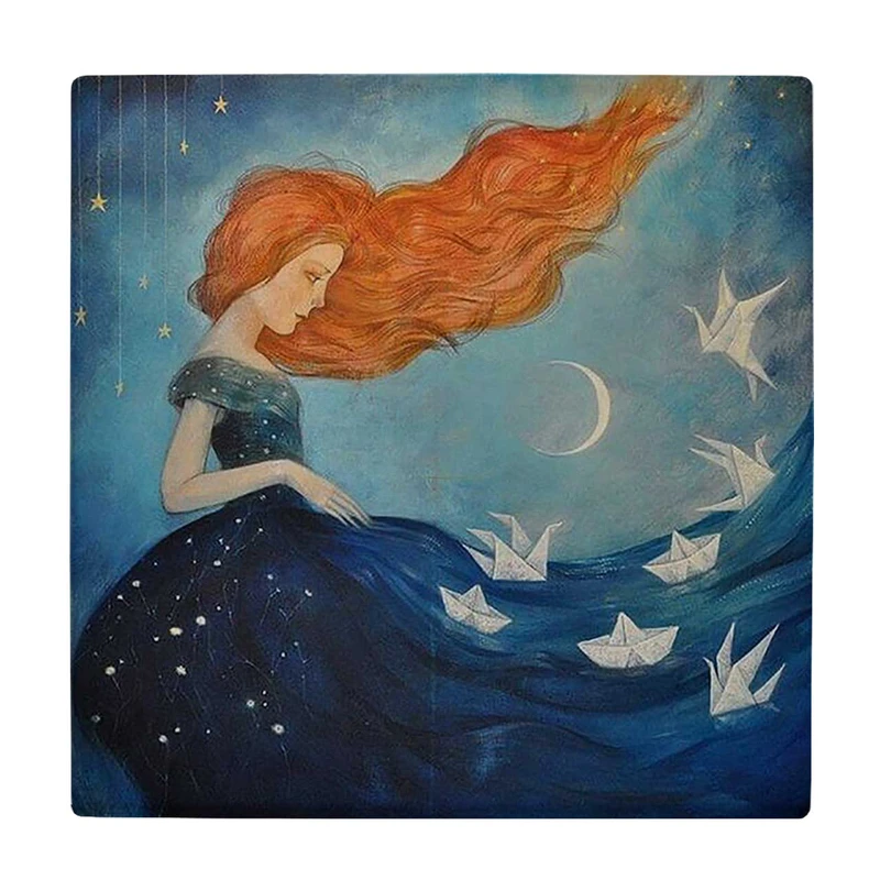 زیر لیوانی  طرح نقاشی بانوی دریا و ماه کد    5795786_4235
