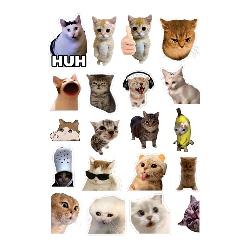 استیکر لپ تاپ رنجی شاپ طرح گربه کد A31 مجموعه 20 عددی