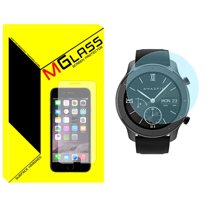محافظ صفحه نمایش شیشه‌ای ام‌گلس مدل Glass-MG مناسب برای ساعت هوشمند امیزفیت GTR 47mm