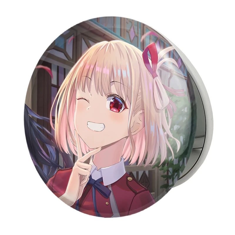 آینه جیبی خندالو طرح چیساتو انیمه لیکوریس ریکویل Lycoris Recoil مدل تاشو کد 23063 