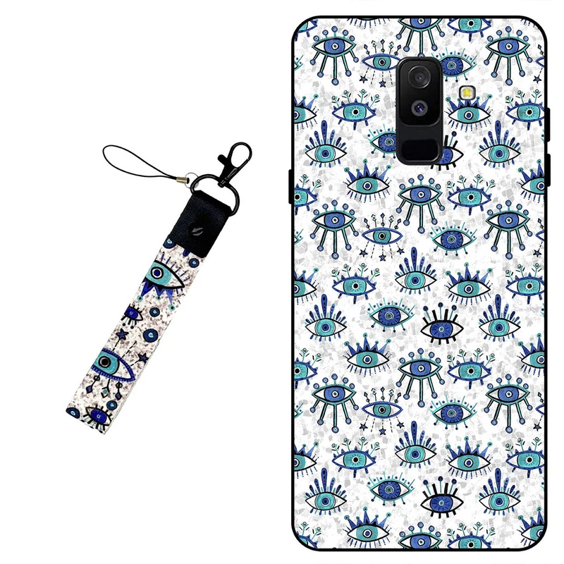 کاور مگافون طرح چشم نظر مدل 6464 مناسب برای گوشی موبایل سامسونگ Galaxy A6 Plus به همراه بند آویز