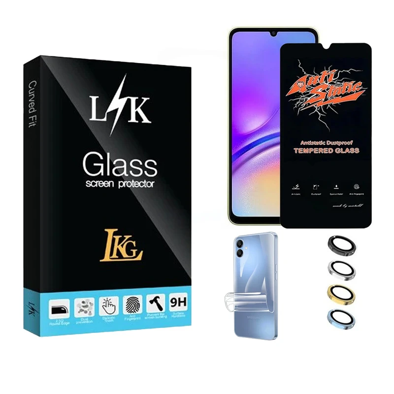 محافظ صفحه نمایش ال کا جی مدل Anti Static مناسب برای گوشی موبایل سامسونگ Galaxy A06 4G به همراه محافظ پشت گوشی و محافظ لنز
