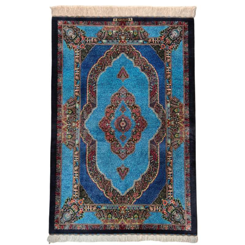 فرش دستباف یک و نیم متری قم طرح ترنجی کد 1496 