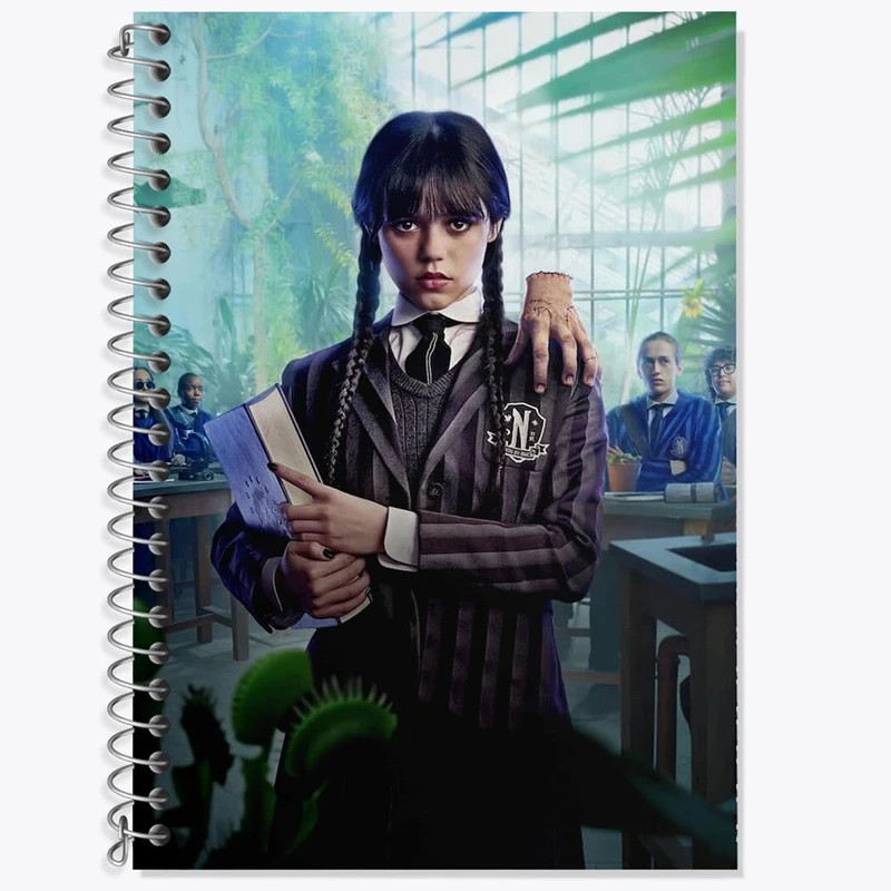 دفتر زبان 50 برگ خندالو مدل سه خط طرح سریال ونزدی Wednesday کد 25226