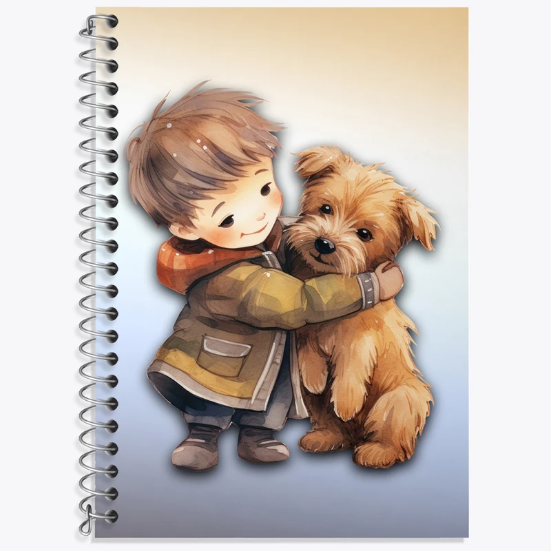 دفتر زبان 50 برگ خندالو مدل سه خط طرح پسر و سگ کد N2232