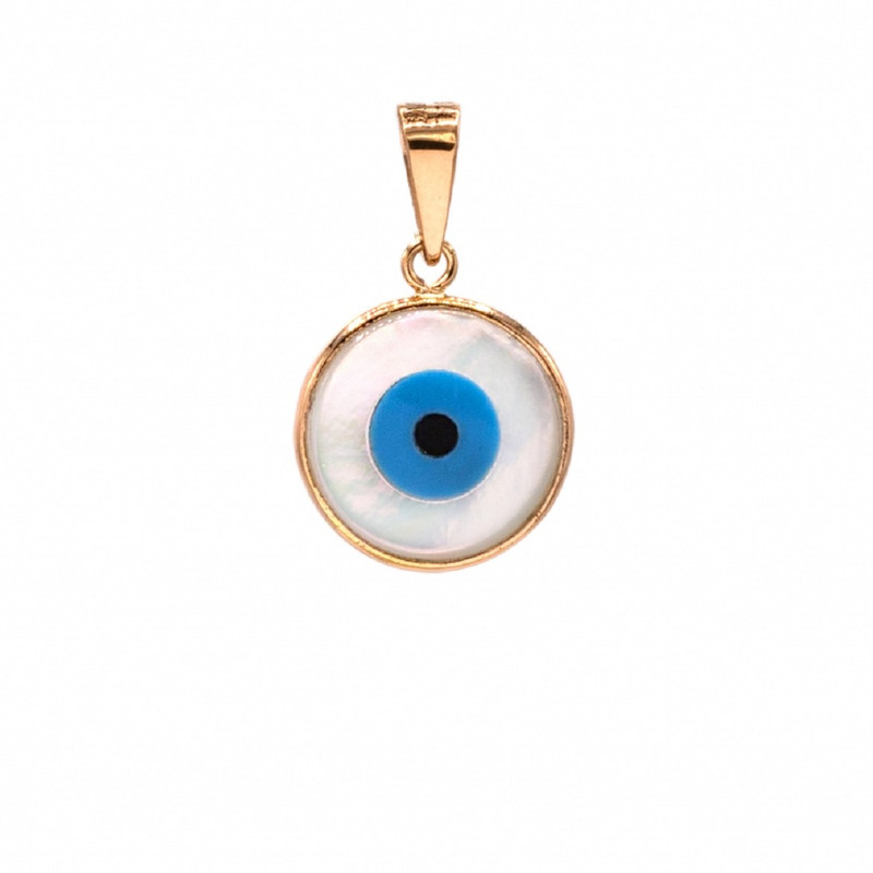 آویز گردنبند طلا 18 عیار زنانه الی گالری مدل چشم نظر صدفی