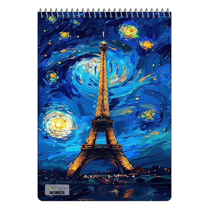 دفتر نقاشی 50 برگ سیمی کارنیکا طرح شب پرستاره فانتزی ون گوگ Fantasy Starry Night Van Gogh کد 68803