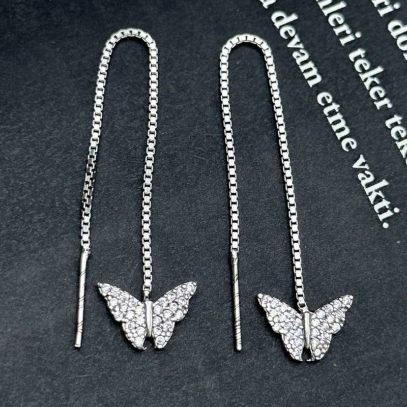 گوشواره نقره زنانه مدل بخیه پروانه RZZDEH-033