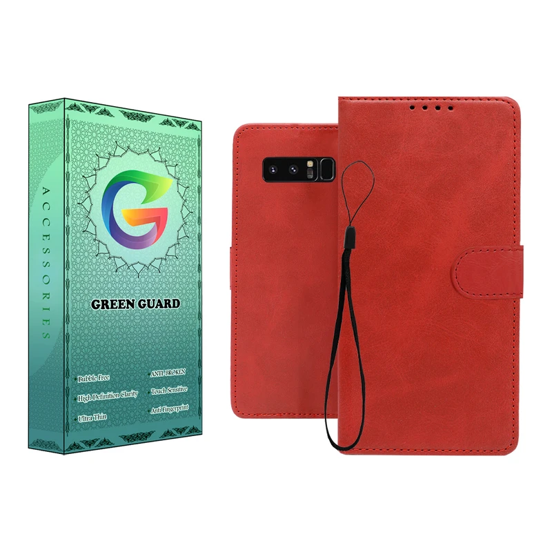 کیف کلاسوری گرین گارد طرح چرمی مدل Landing مناسب برای گوشی موبایل سامسونگ Galaxy Note 8 به همراه بند آویز