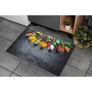 پادری مدل سه لایه رویه مخمل طرح آشپزخانه کد S615 سایز 75x45 سانتی متر