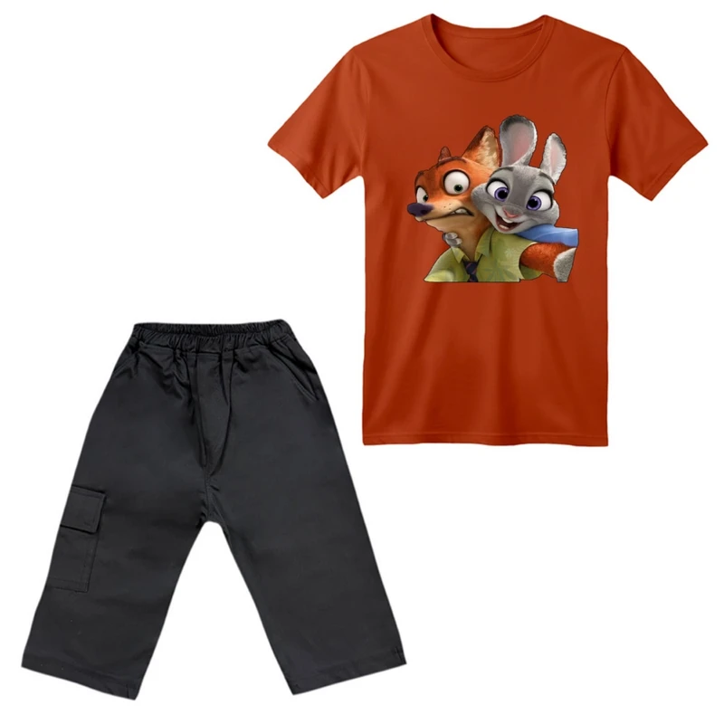 ست تی‌شرت آستین کوتاه و شلوارک پسرانه مدل زوتوپیا