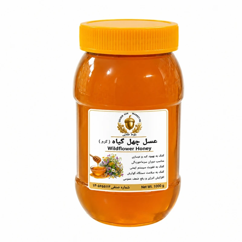 عسل طبیعی چهل گیاه بلوط طلایی - ۱۰۰۰ گرم