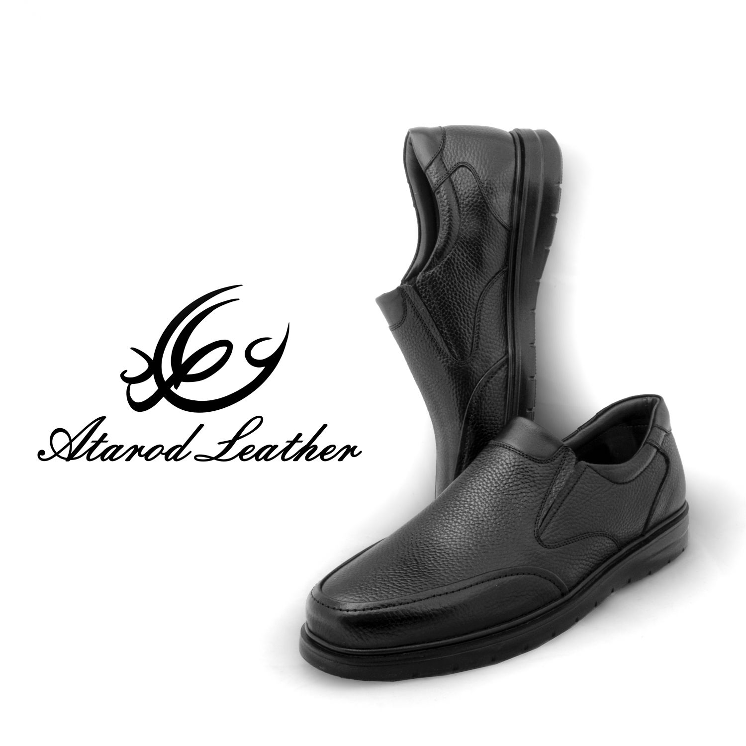 کفش روزمره مردانه چرم عطارد مدل بزرگ پا کد SH303 -  - 4