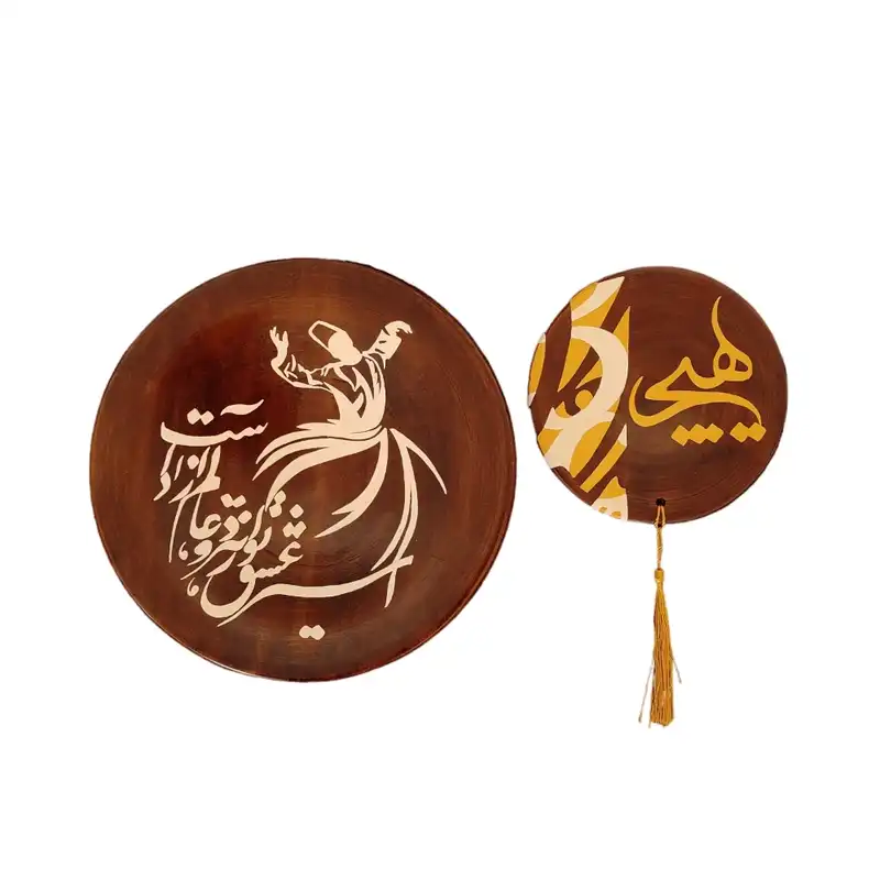 بشقاب دیوارکوب سفالی طرح رقص سماع کد 810 مجموعه 2 عددی