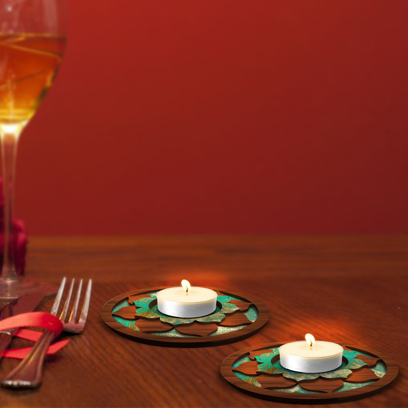 شمعدان مدل گل نیلوفر طرح پتینه مجموعه 2 عددی