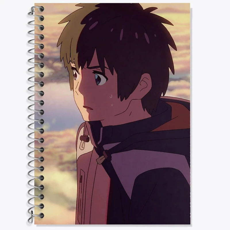 دفتر زبان 50 برگ خندالو مدل سه خط طرح تاکی تاچیبانا انیمه یورنیم Your Name کد 16257