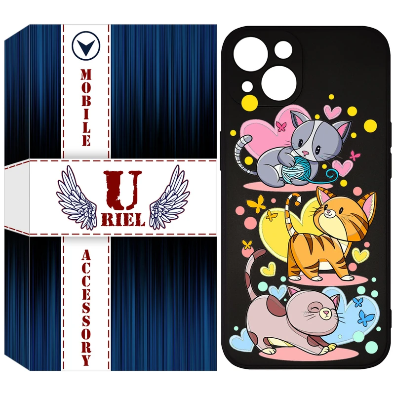 کاور یوریل مدل KSH کد 6 طرح گربه مناسب برای گوشی موبایل اپل iPhone 13