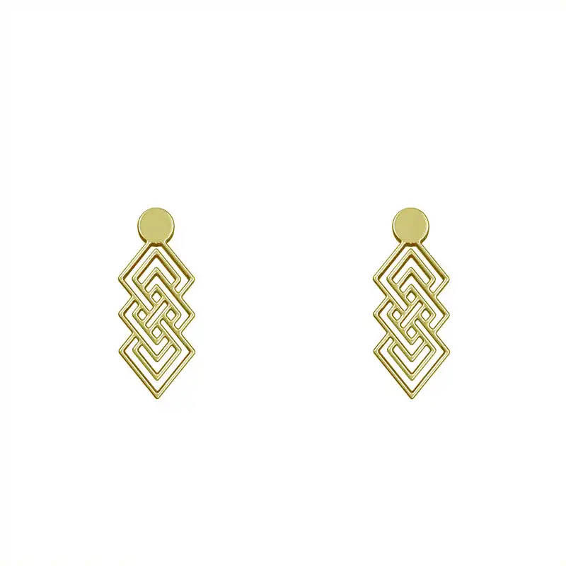 گوشواره طلا 18 عیار زنانه مدوپد مدل هندسی کد GA1-14948