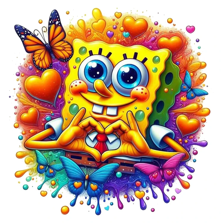 استیکر پارچه و لباس پاد آفرین مدل کارتونی باب اسفنجی کد 72