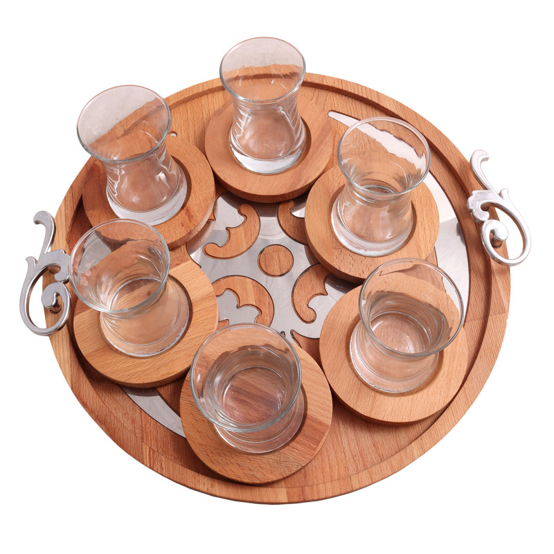 سرویس چای خوری 13 پارچه مدل چوب استیل کد 5905