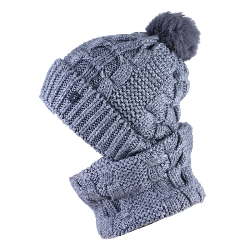 عکس شماره 2 : ست کلاه و شال گردن بافتنی سام مدل داخل خز مارپیچ کد 502