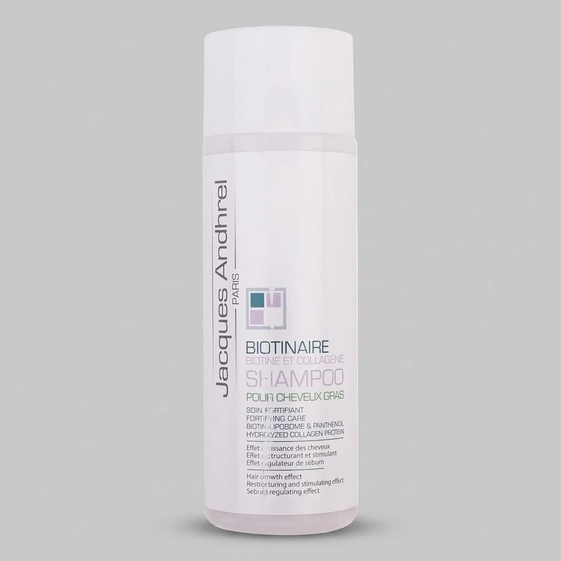شامپو تقویت کننده مو ژاک آندرل پاریس مدل biotinaire حجم 200 میلی‌لیتر، ضد ریزش، نرم‌کننده، مغذی، مرطوب‌کننده، مناسب موهای چرب، حاوی کمپلکس پرودی اکتیف و عصاره‌های گیاهی