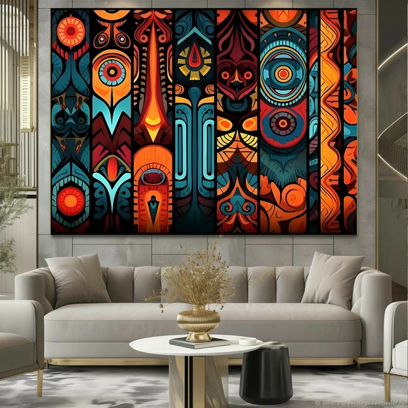 تابلو بوم طرح انتزاعی مدل قبیله ای کد GR1578