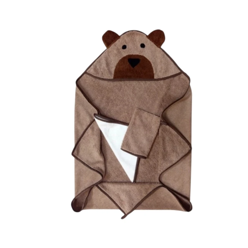 حوله دورپیچ نوزاد مدل خرس مهربون سایز 100x100x3 سانتی‌متر