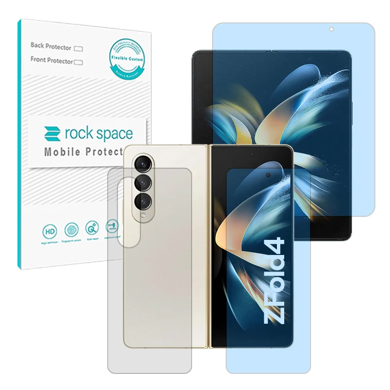محافظ صفحه نمایش ضداشعه آبی راک اسپیس مدل Eye Care مناسب برای گوشی موبایل سامسونگ Galaxy Z Fold 4 به همراه محافظ پشت گوشی