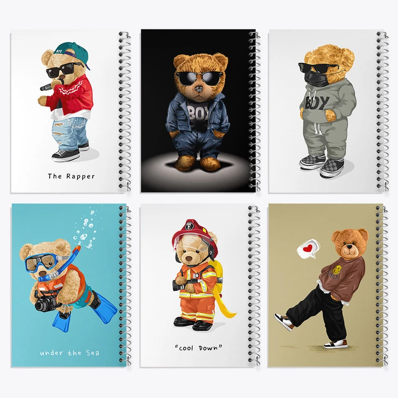 دفتر مشق 50 برگ خندالو طرح خرس تدی کد 810 مجموعه 6 عددی