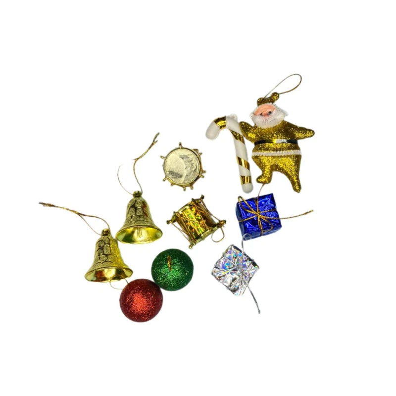 آویز تزیینی مدل بابانوئل و طبل کد tr1 مجموعه 10 عددی