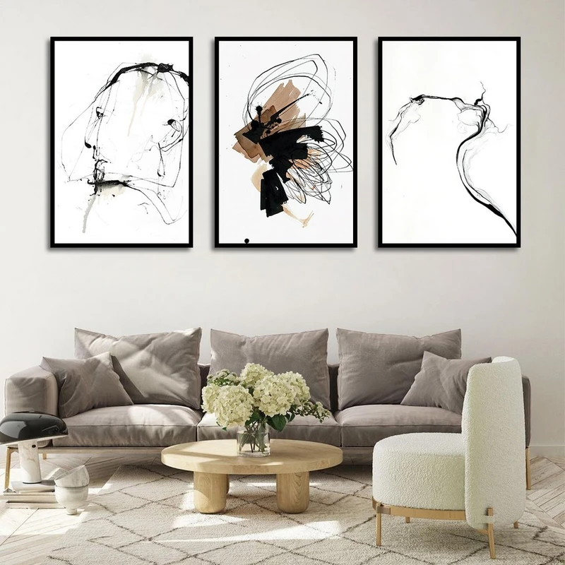 تابلو بکلیت طرح نقاشی دکوراتیو مدل شاین اکلیلی B-1479 مجموعه 3 عددی