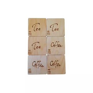 زیر لیوانی چوبی وودلندزون مدل tea-cofe بسته 6 عددی