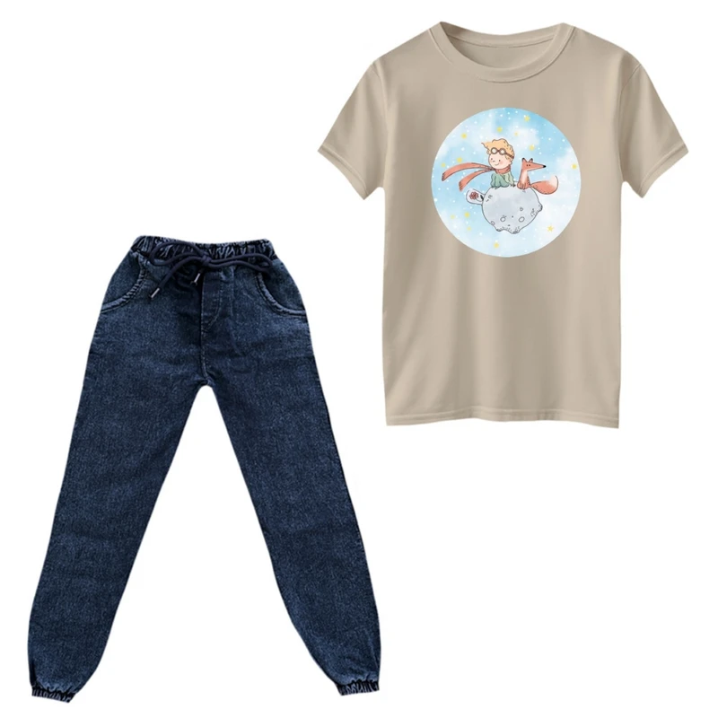 ست تی‌شرت و شلوار پسرانه مدل شازده کوچولو و روباه