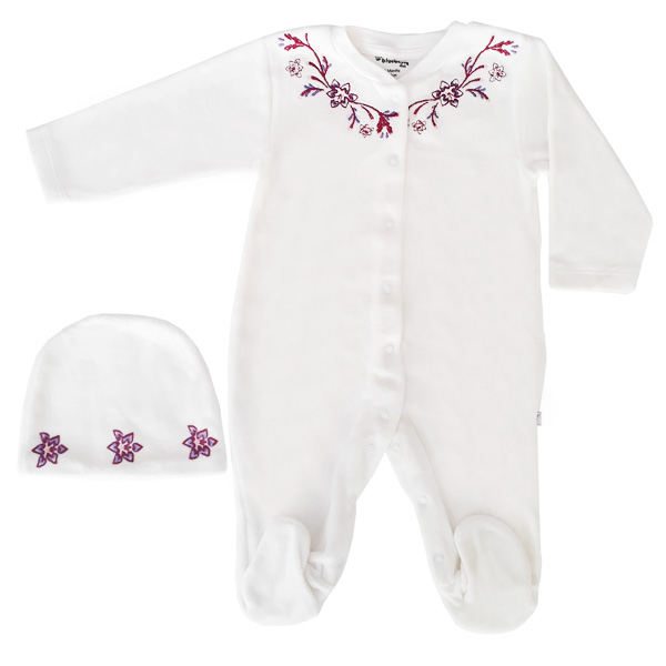 ست سرهمی و کلاه نوزادی مدل FLOWER کد 146