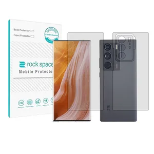 Rockspace HyGEL model transparent screen protector suitable for the ZTE Axon 40 ultra mobile phone along with the back of the phone