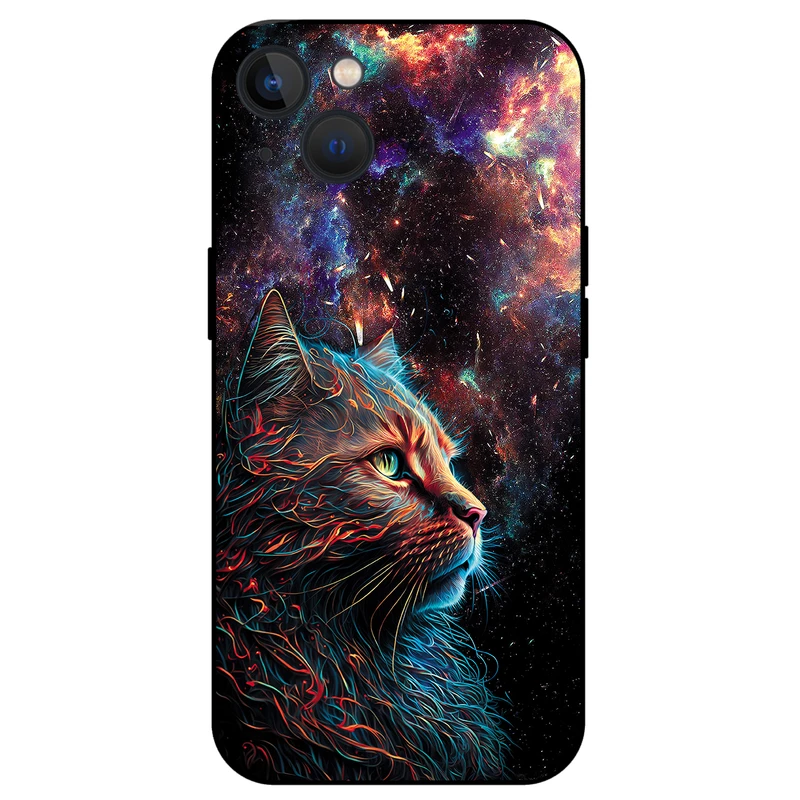 کاور مگافون طرح گربه کهکشانی مدل 4203 مناسب برای گوشی موبایل اپل iPhone 13