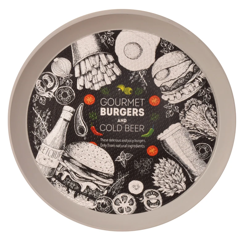 سینی بدون دسته مهروز مدل 6002 طرح Burgers سایز 40*40 سانتیمتر