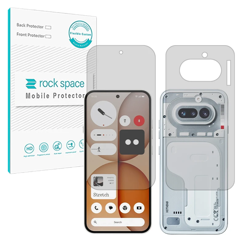 محافظ صفحه نمایش شفاف راک اسپیس مدل هیدروژلی مناسب برای گوشی موبایل ناتینگ Phone 4a به همراه محافظ پشت گوشی