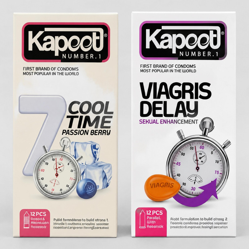 کاندوم تاخیری کاپوت مدل 7COOL TIME بسته 12 عددی به همراه کاندوم تاخیری کاپوت مدل VIAGRIS DELAY بسته 12 عددی