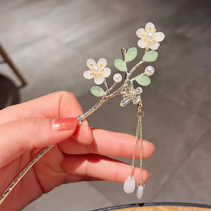 گیره مو زنانه مدل کانزاشی گل ریزان