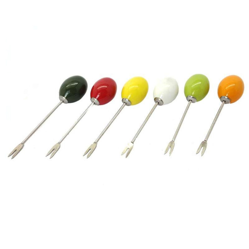 چنگال زیتون خوری مدل رنگی مجموعه 6 عددی