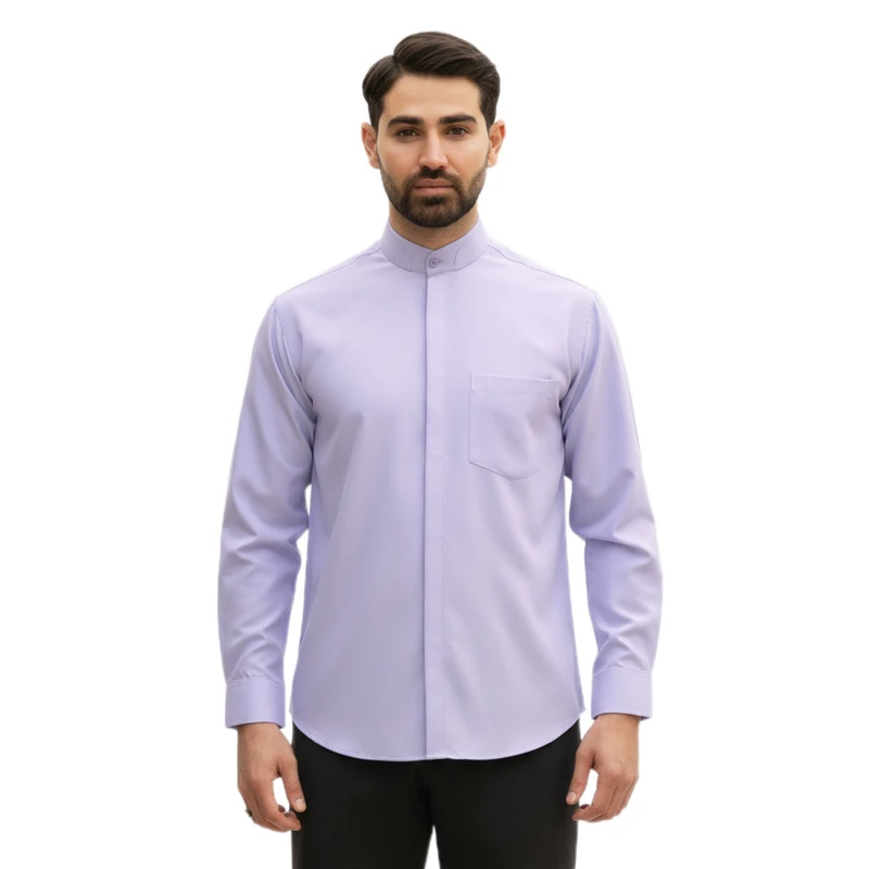 پیراهن آستین بلند یقه دیپلمات مردانه کد 210