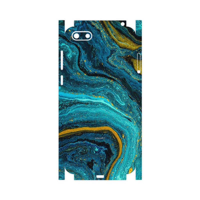 برچسب پوششی ماهوت مدل Turquoise marblewith golden streaks-FullSkin مناسب برای گوشی موبایل هوآوی Y5 Prime 2018