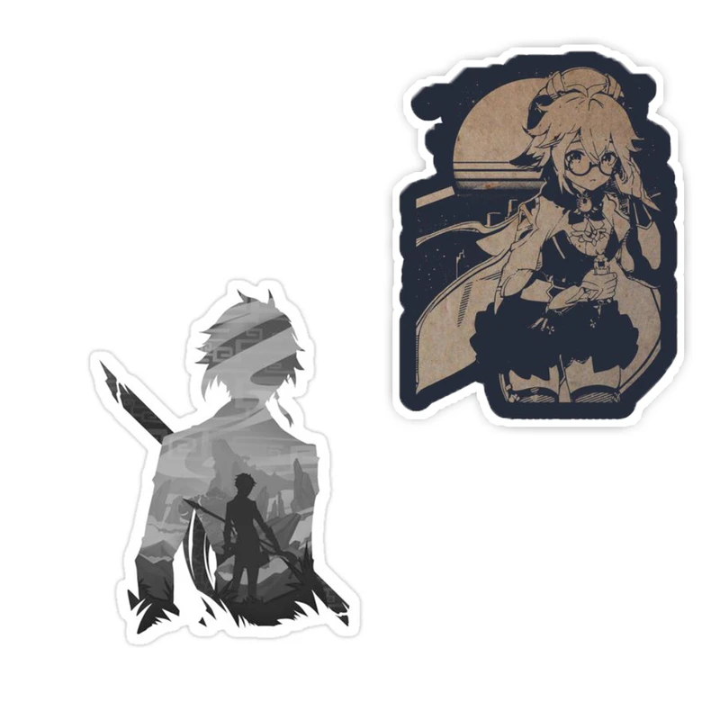 استیکر لپ تاپ و موبایل بووم طرح گنشن ایمپکت کد 23 مجموعه 2 عددی