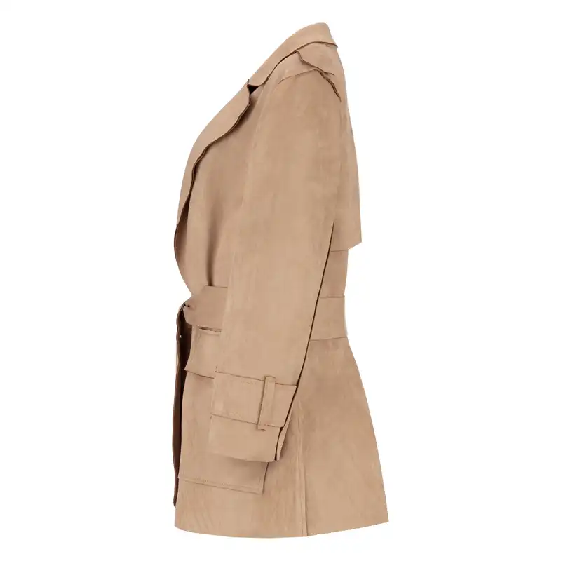 پالتو زنانه سرژه مدل 216606 رنگ نسکافه ای