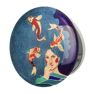 آینه جیبی خندالو طرح دخترونه مدل تاشو کد 6151 