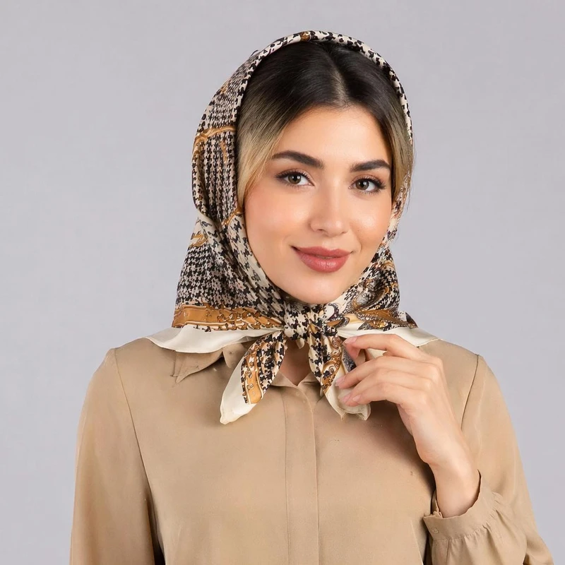 مینی اسکارف ابریشم زنانه مدل سیلک مزونی با طول و عرض ۷۰*۷۰ سانتی‌متر