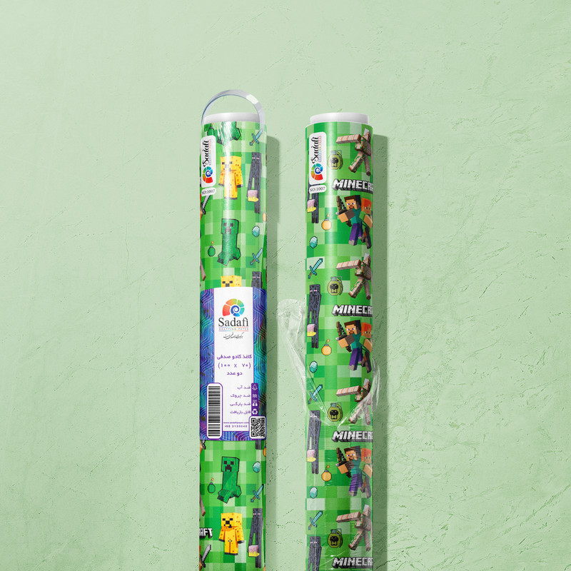 کاغذ کادو صدفی طرح ماینکرافت بسته 2 عددی